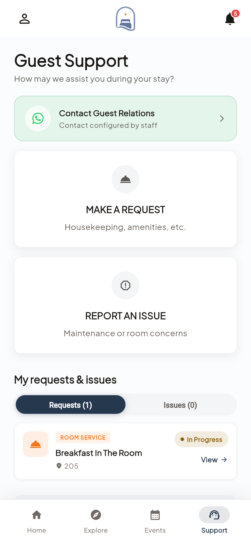 Le client fait le premier pas dans l’application My Stay.